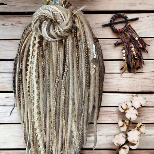 Boho Chic Dirty Blond and Dark Blond Double Ended Synthetic Dreads and Braids - Versatile Dreadlock Extensions (Dreads and Braids Only!)