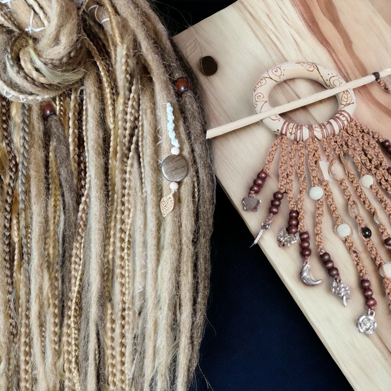 Boho Chic Dirty Blond and Dark Blond Double Ended Synthetic Dreads and Braids - Versatile Dreadlock Extensions (Dreads and Braids Only!)