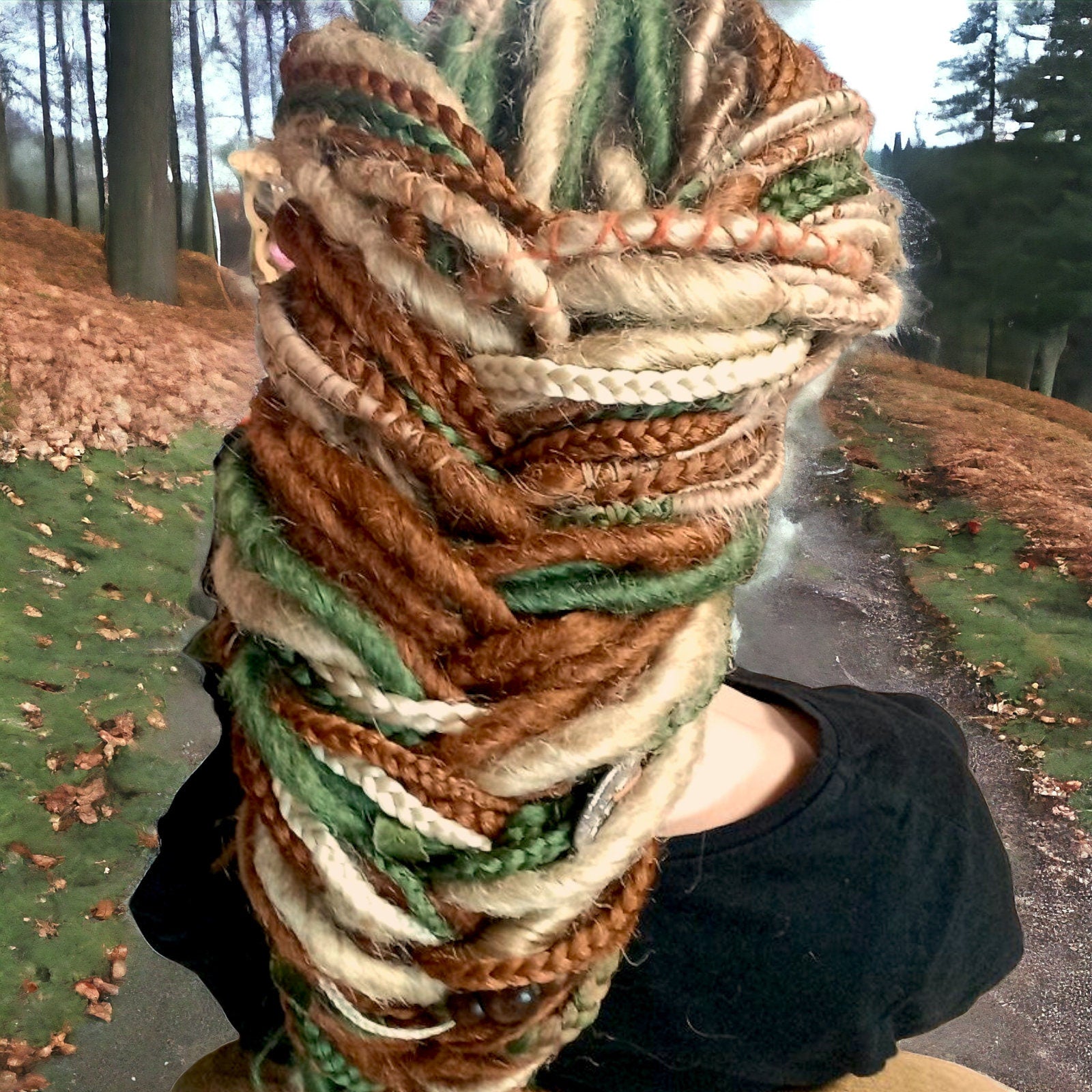 Vibrant Red, Green, and Blonde Synthetic Dread and Braids Extensions Set