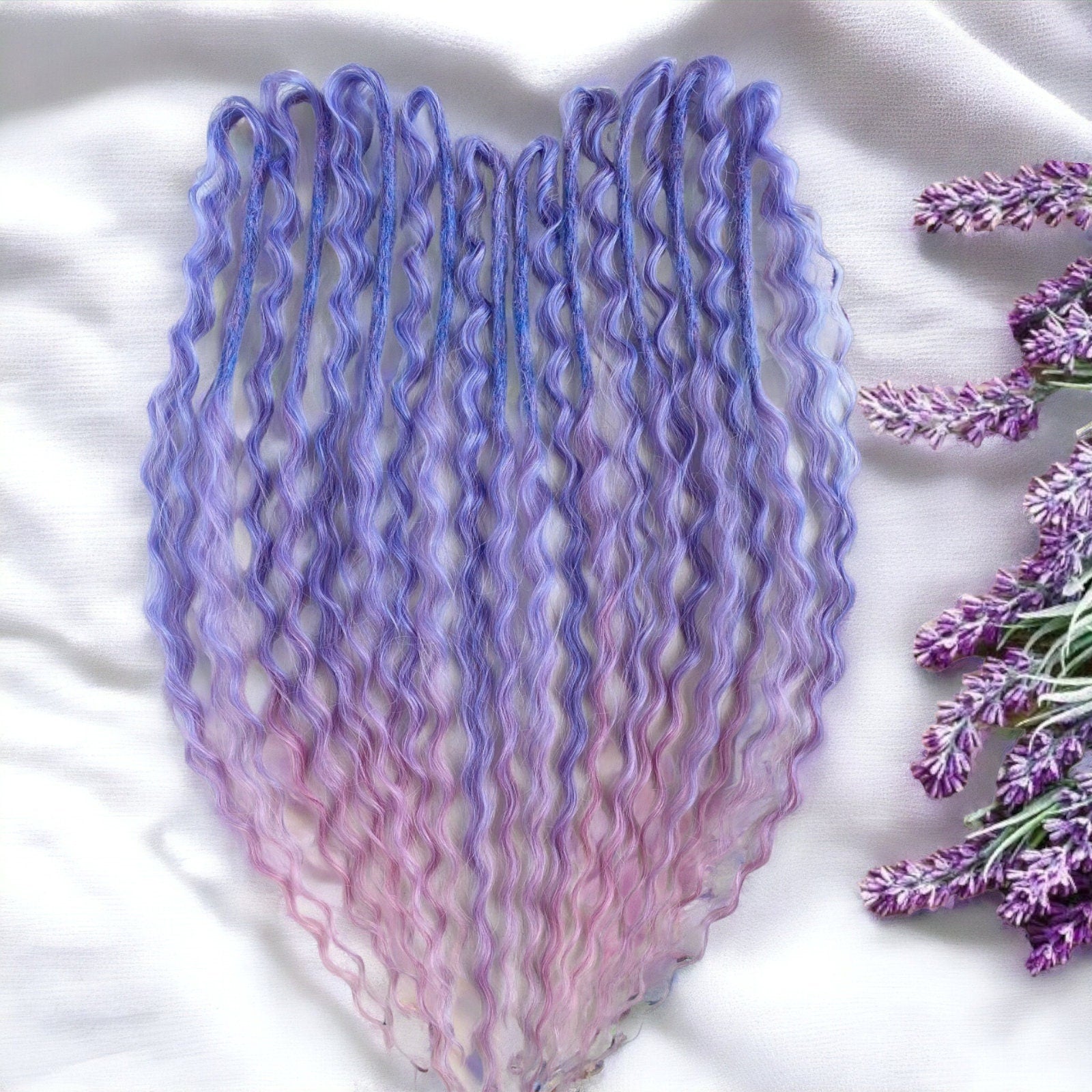 Handmade Purple to Pink Curly Dreads - Unique Hair Accessories