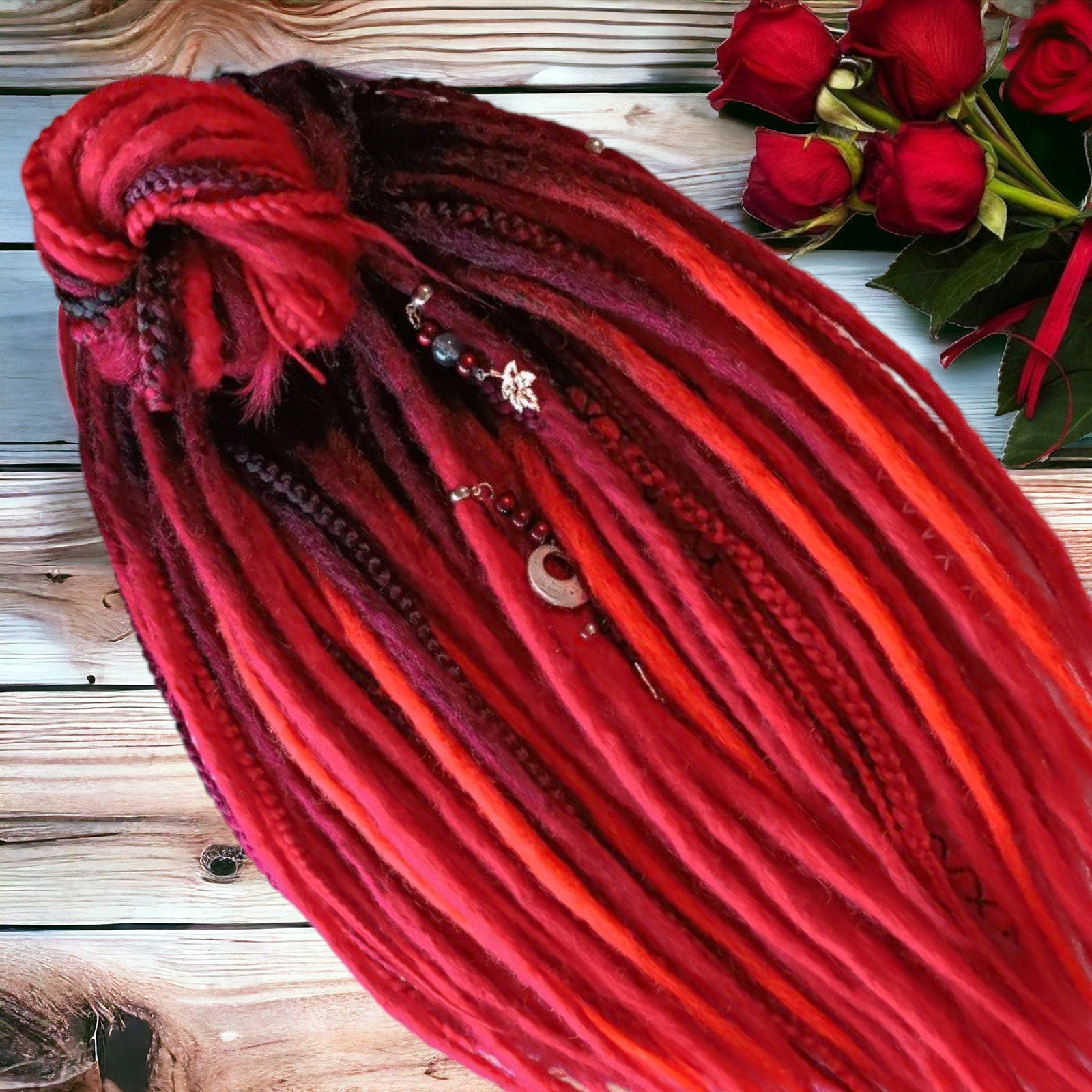 Unique Black and Red Ombre Crochet Dreads and Braids