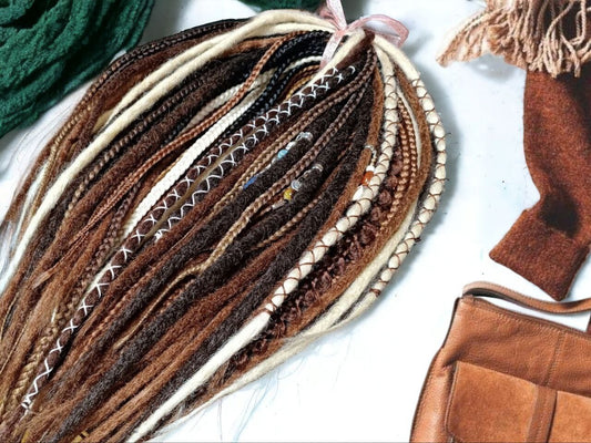 Brown an Milky Blond Synthetic Dreadlocks Extensions: Stylish Double Ended Dreads and Braids