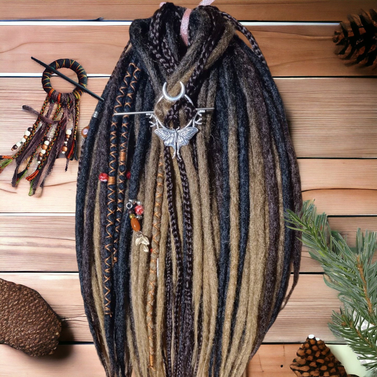 Brown and Blond Ombre Synthetic Dread Extensions: Effortlessly Stylish Double Ended Dreads and Braids