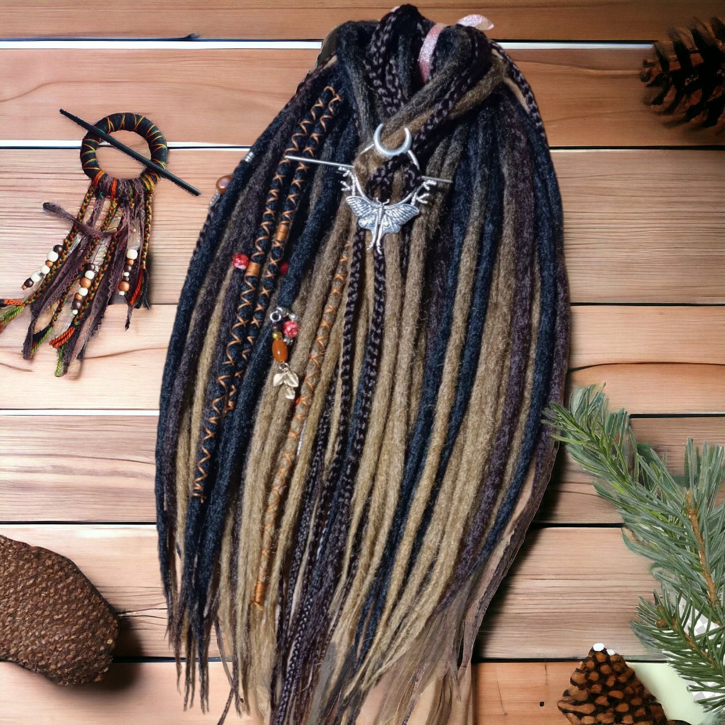 Brown and Blond Ombre Synthetic Dread Extensions: Effortlessly Stylish Double Ended Dreads and Braids