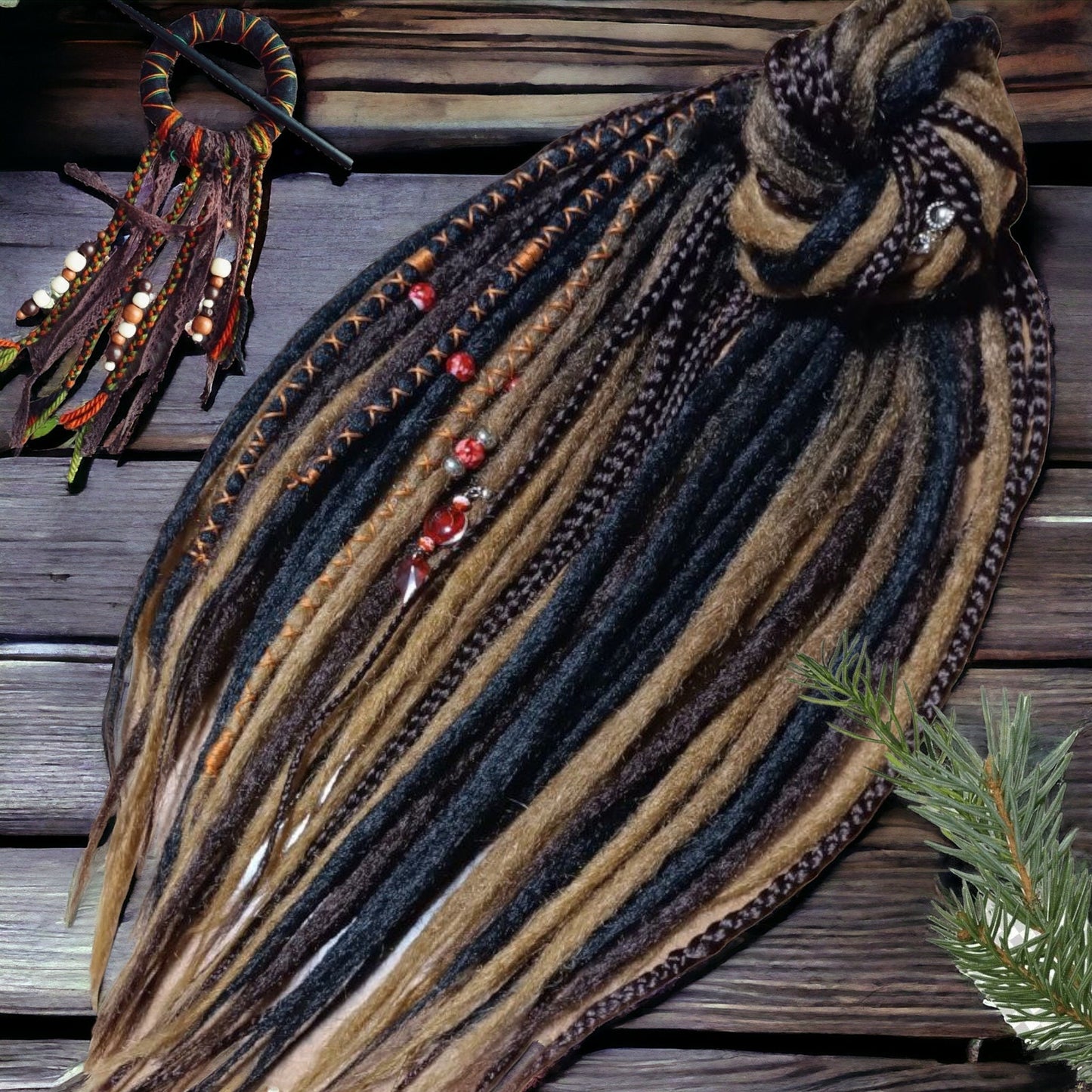 Brown and Blond Ombre Synthetic Dread Extensions: Effortlessly Stylish Double Ended Dreads and Braids