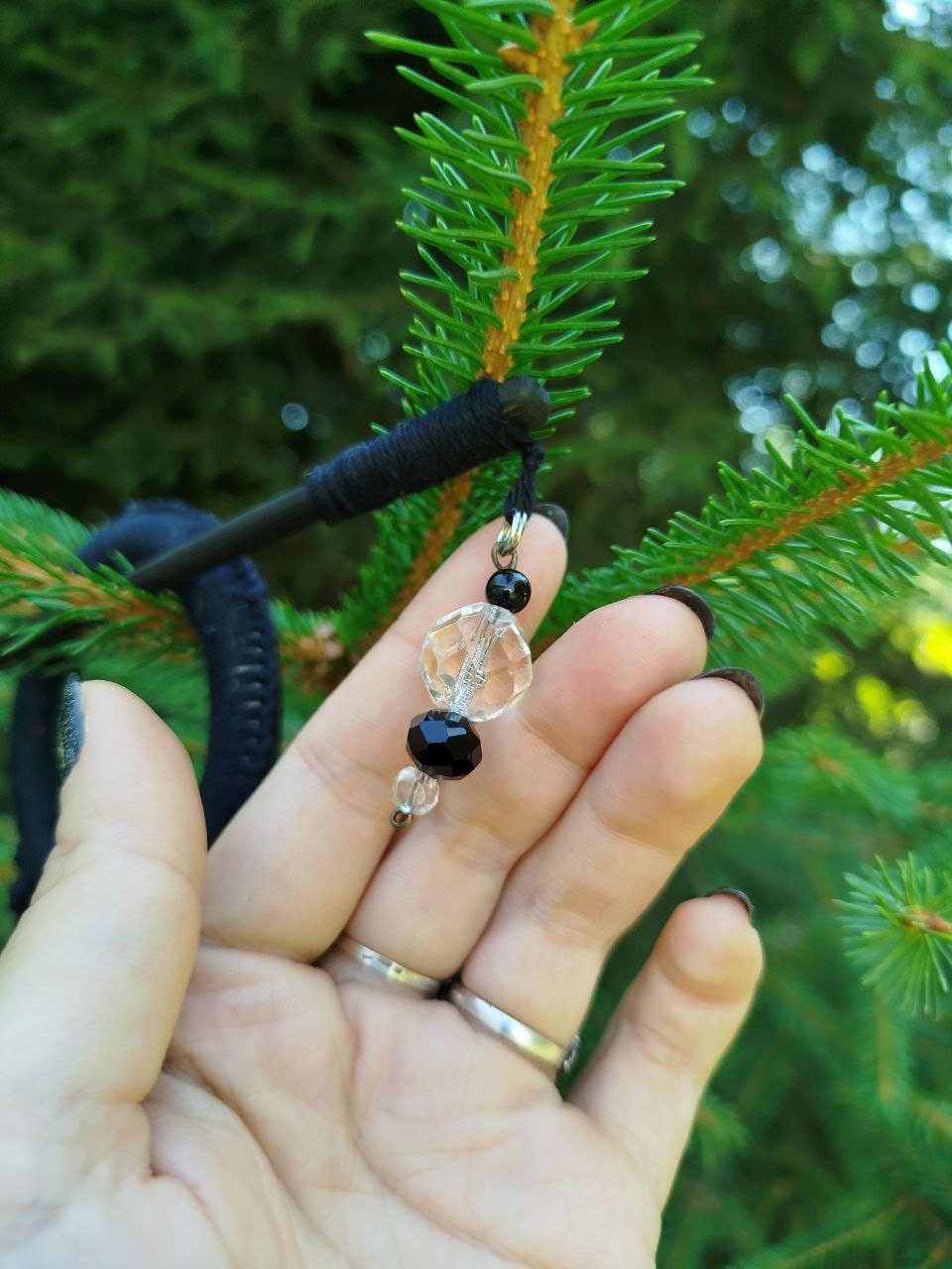 Handmade Black and White Tribal Dreadlock Hair Ring Barette - Unique Dreadcuff