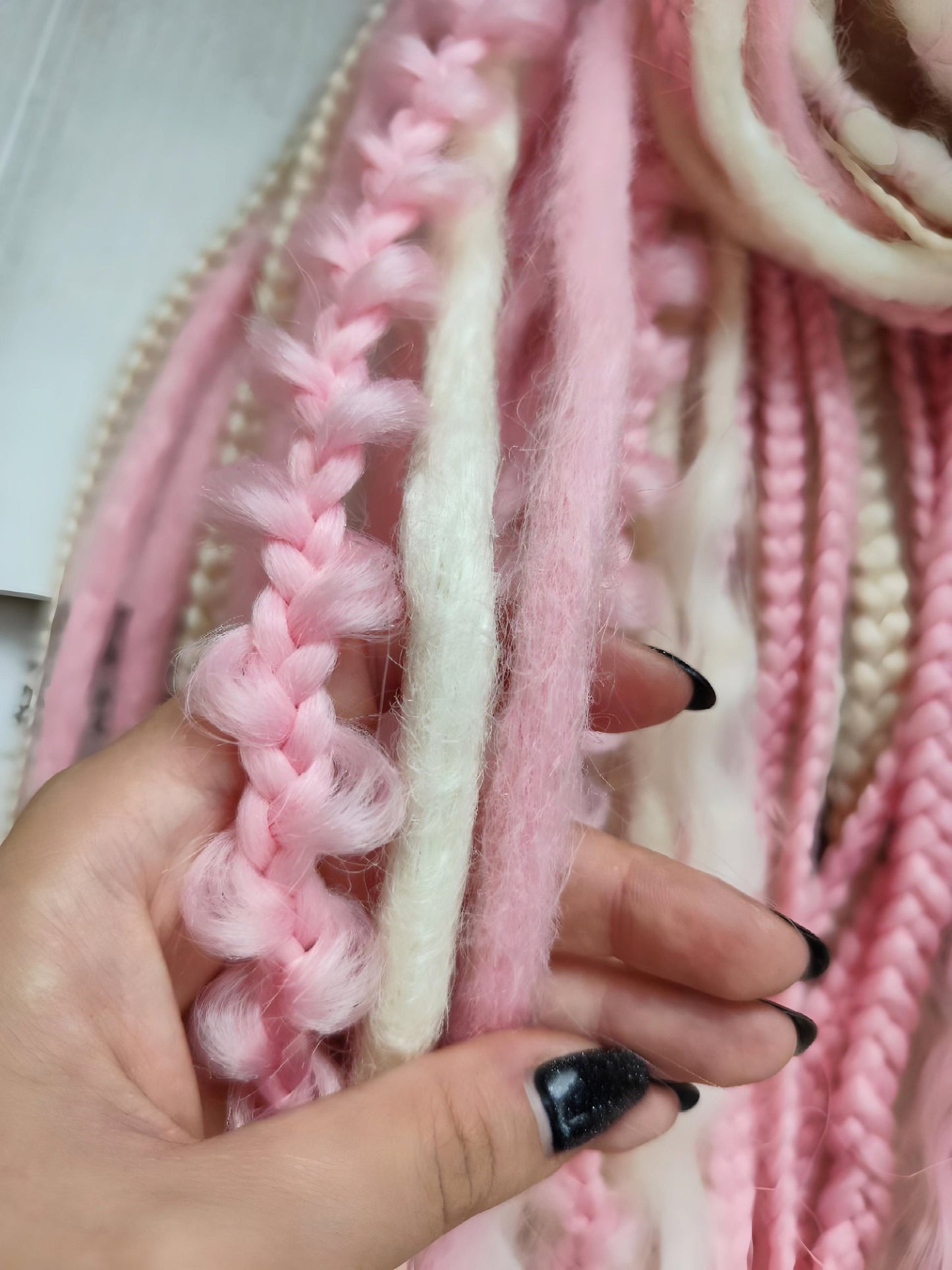 Vibrant Pink and Blond Synthetic Crochet Dreads Extensions - Boho Style Double-Ended Dreadlocks and Braids & with loose curls