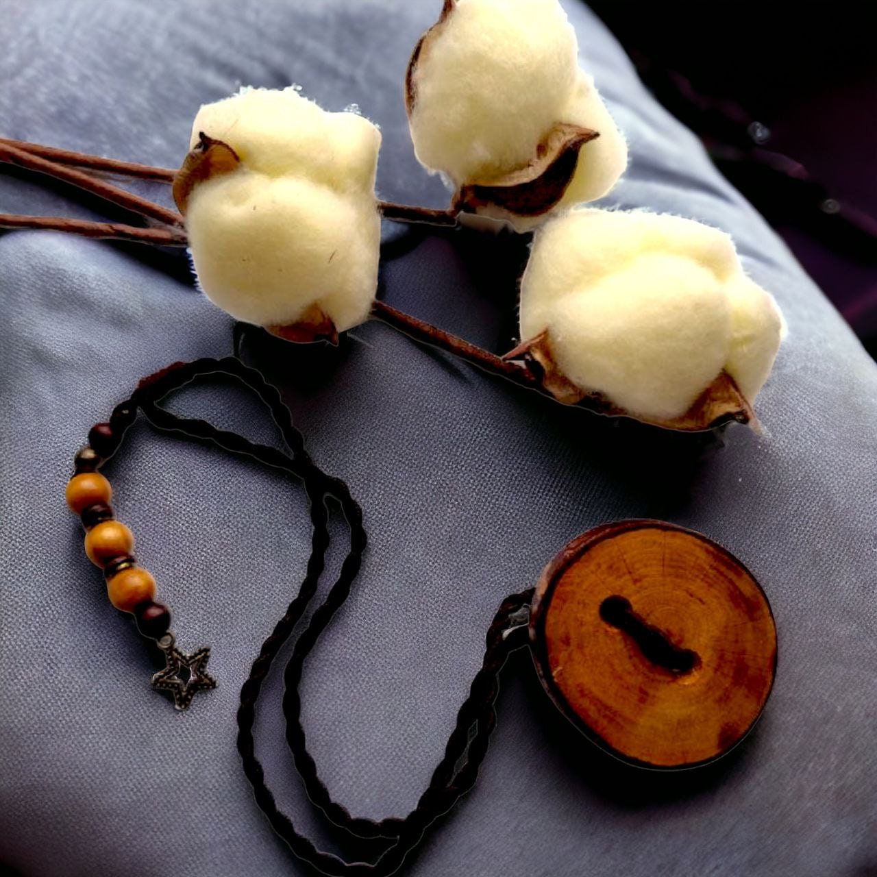 Handcrafted Wood Dreadlock Tie with Rubber Band Button