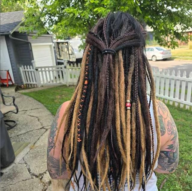 Brown and Blond Ombre Synthetic Dread Extensions: Effortlessly Stylish Double Ended Dreads and Braids