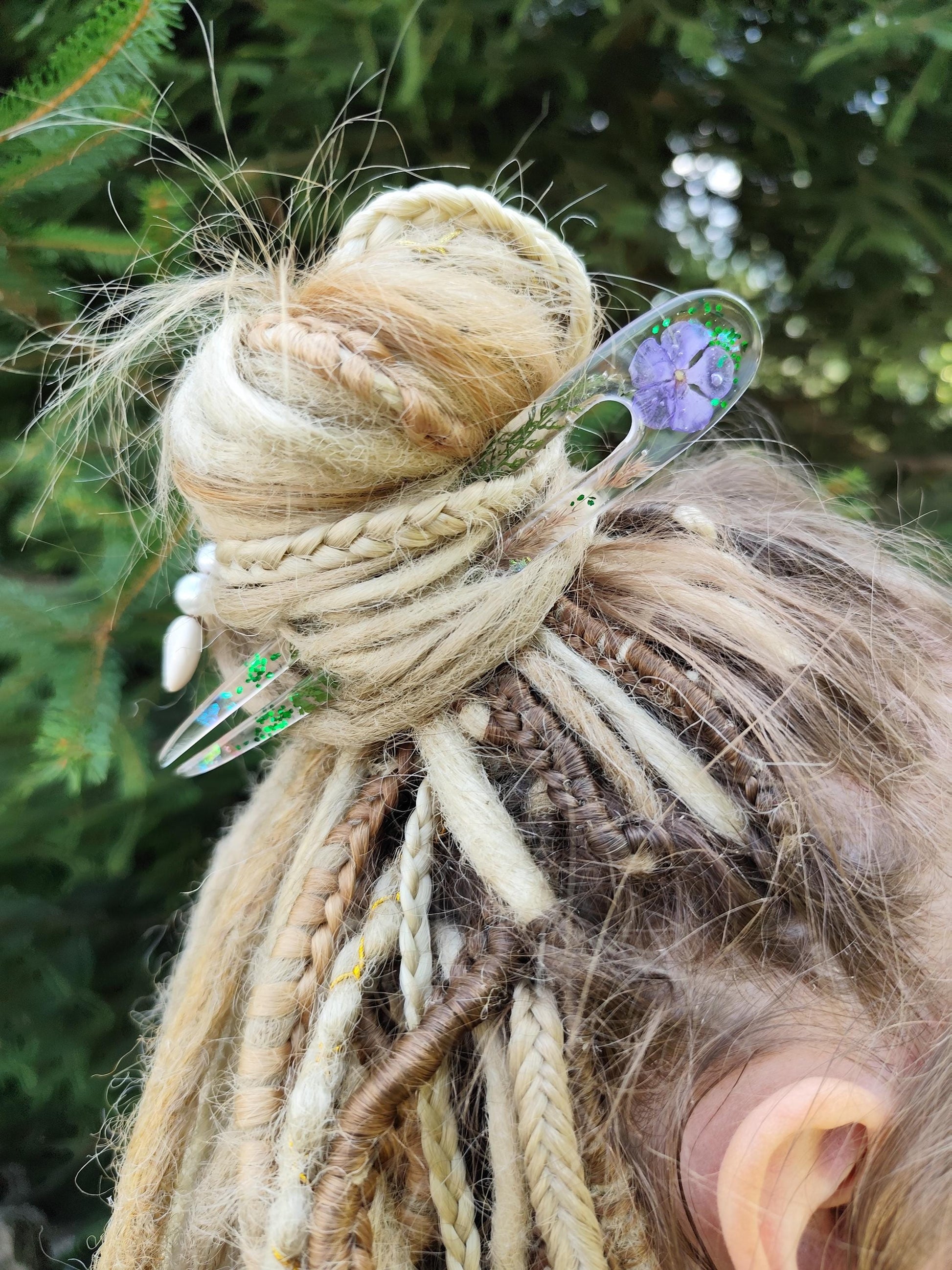 Jewelry Resin Hair Stick with Phlox Flower - Unique Hair Barrette