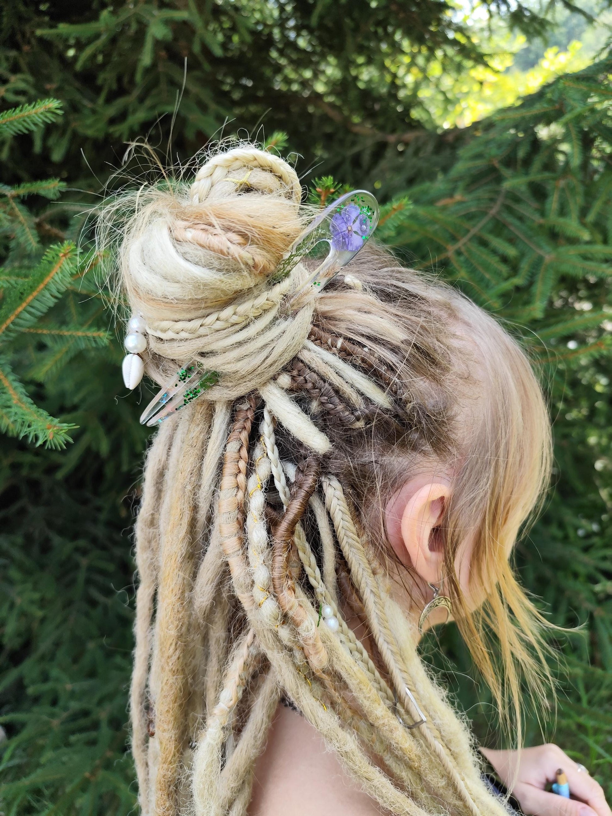 Jewelry Resin Hair Stick with Phlox Flower - Unique Hair Barrette