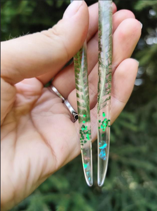 Epoxy Resin Hair Fork with Phlox Flower - Terrarium Jewelry for Mom