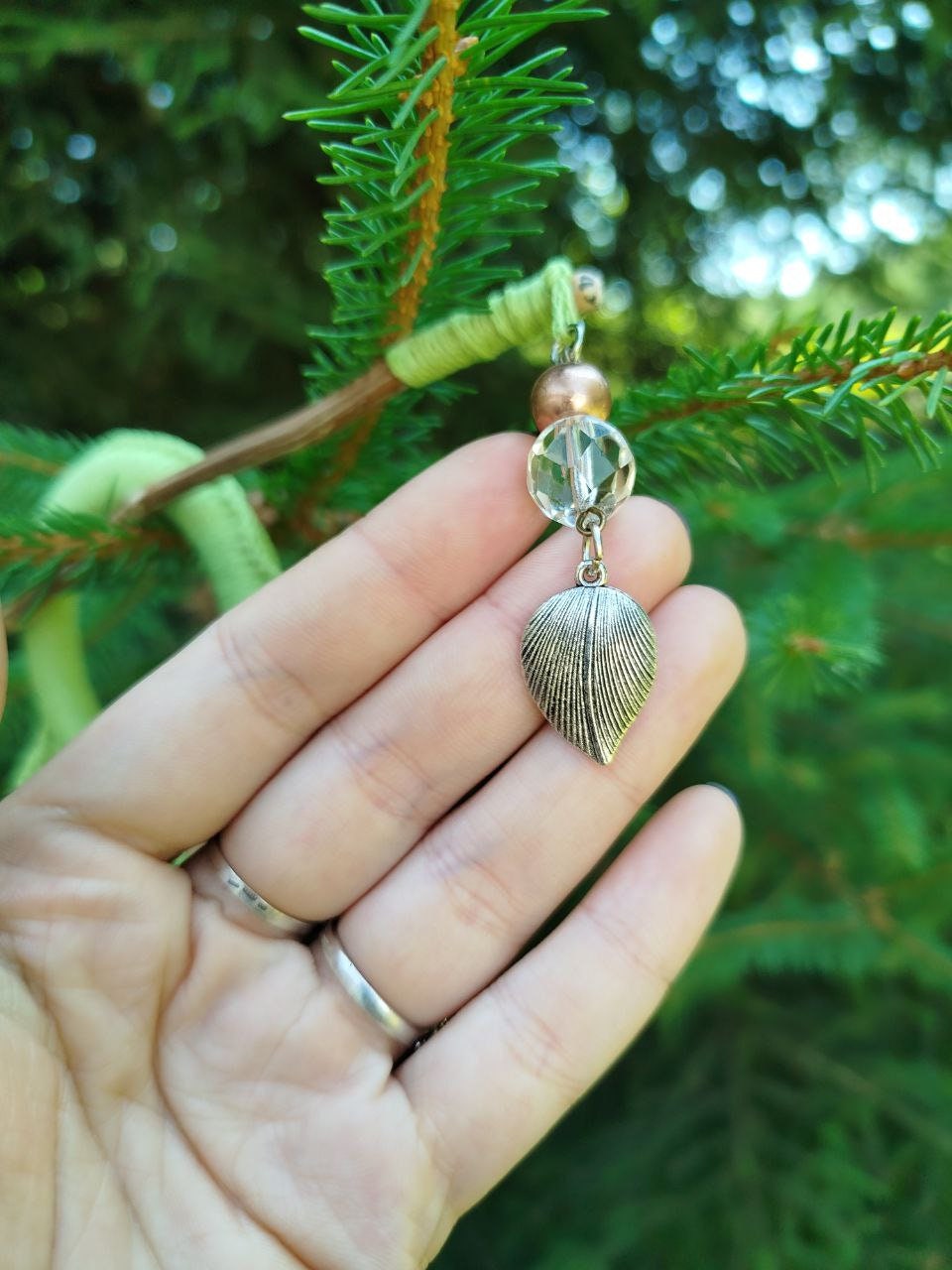 Boho-Chic Handmade Green Tribal Dreadlock Hair Ring Barette - Unique Dreadcuff