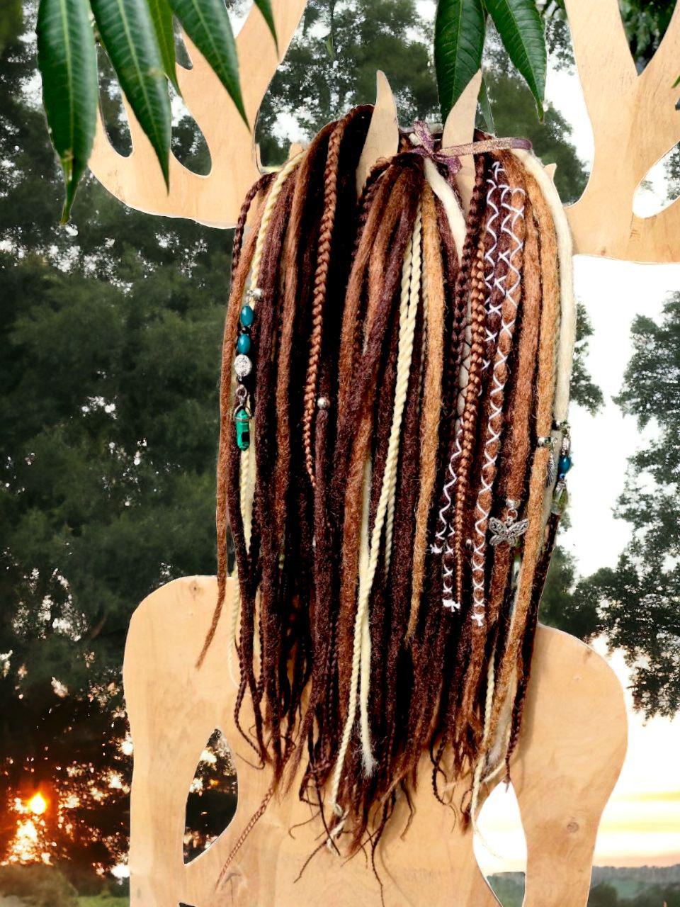 Brown and Blond Synthetic Dread Extensions: Effortlessly Stylish Double Ended Dreads and Braids