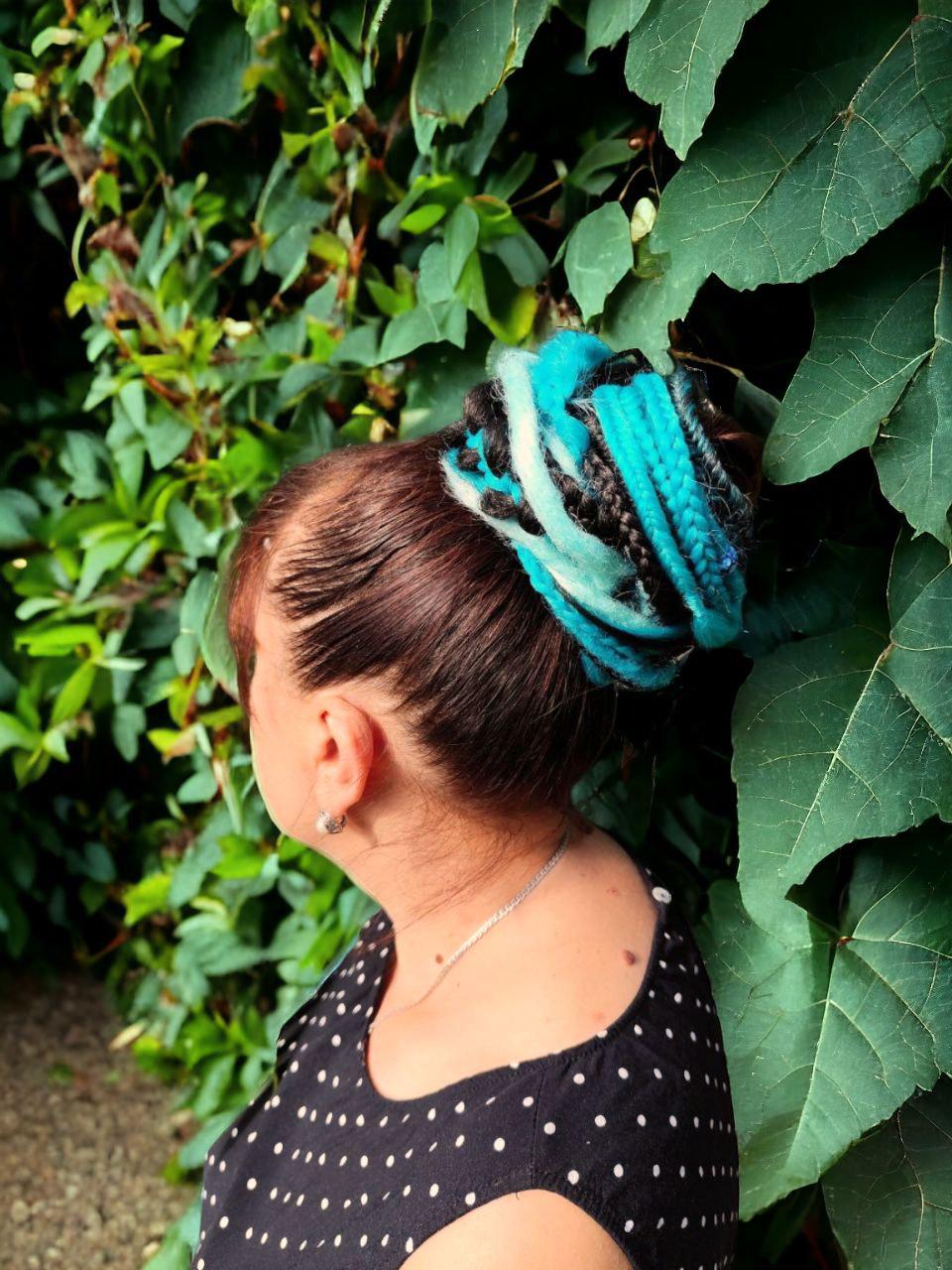 Dreadlocked Ponytail Bundle - Teal and Black Witchy Vibes Hair Accessory