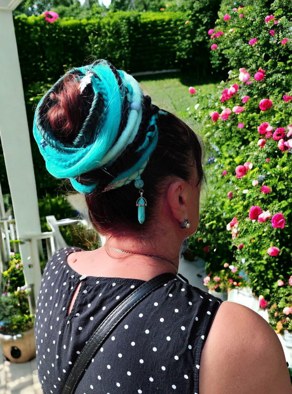 Dreadlocked Ponytail Bundle - Teal and Black Witchy Vibes Hair Accessory