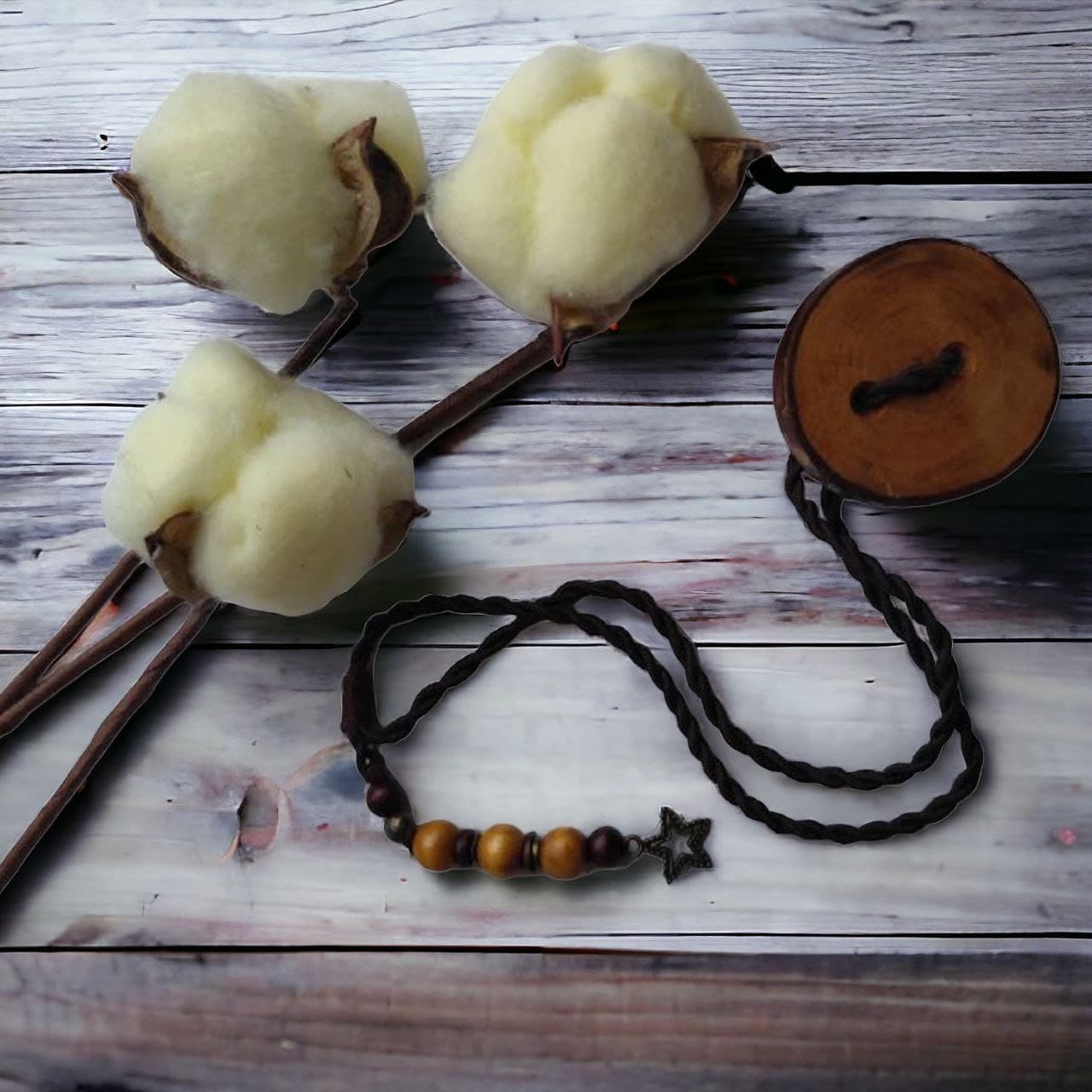 Handcrafted Wood Dreadlock Tie with Rubber Band Button