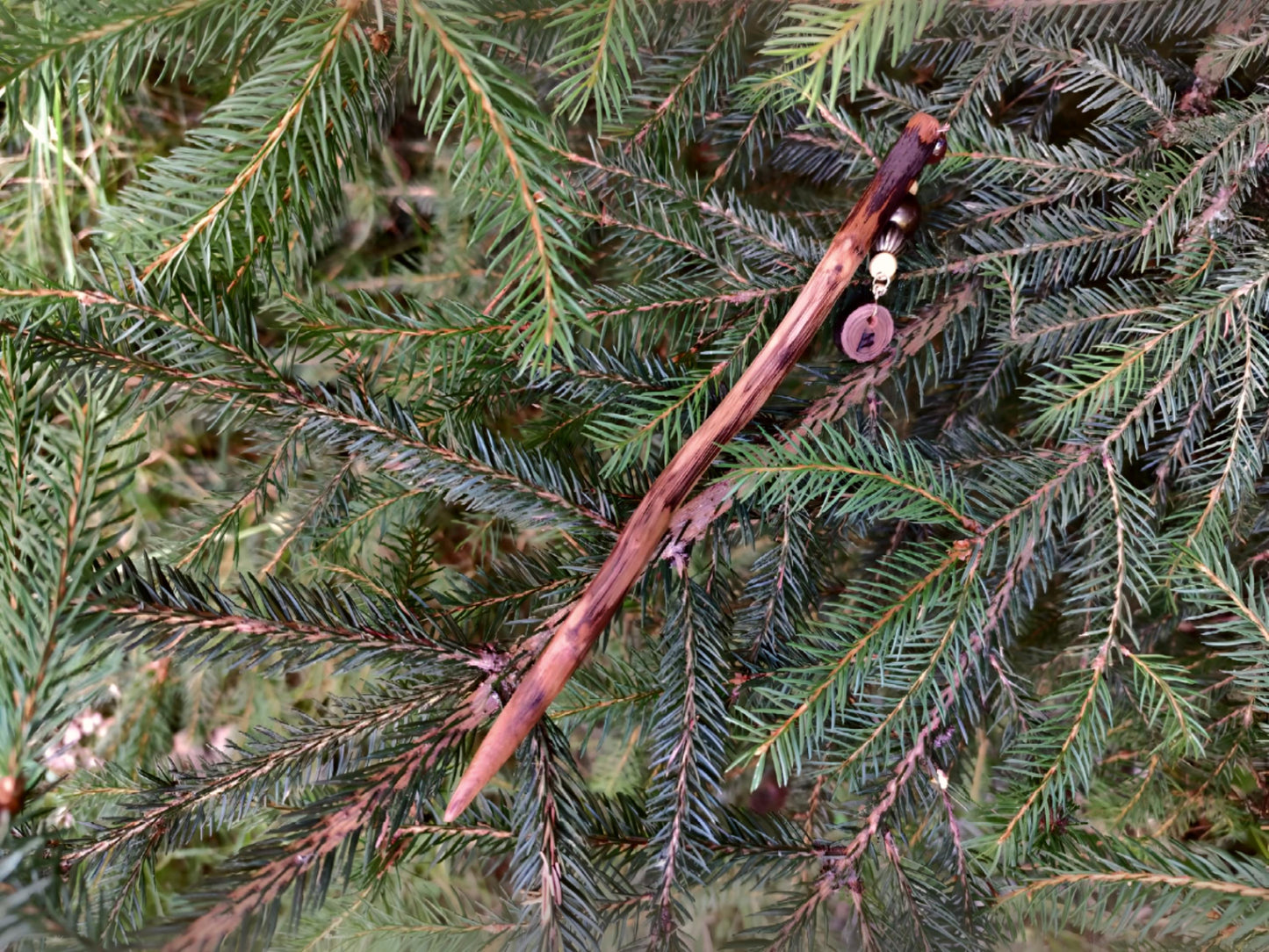 Bun Hair Stick with Wealth Fehu Rune (ᚠ) - Sustainable Gift for Her, Boho Style