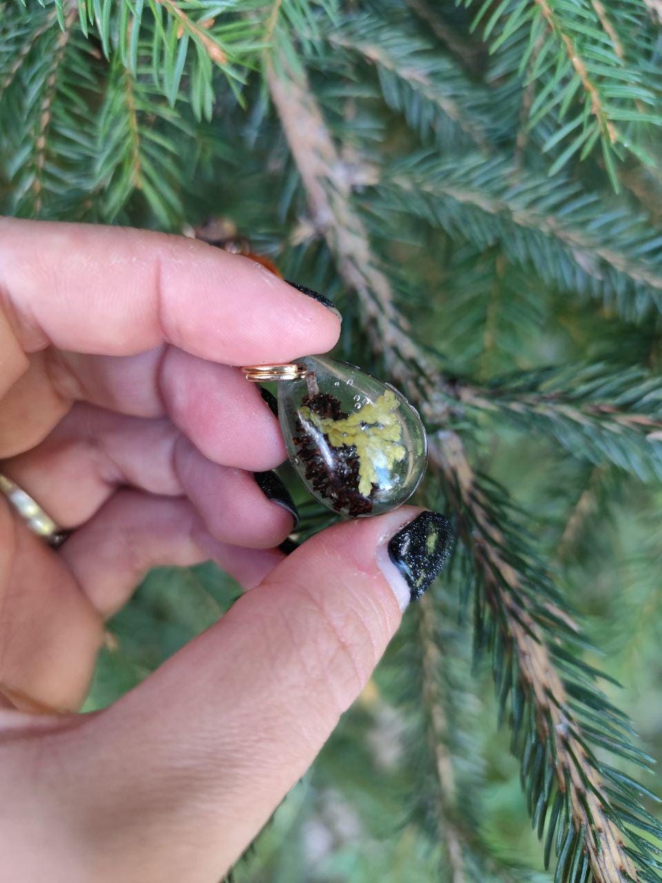 Epoxy Resin Hair Stick with Thuja and Tiny Cone - Bohemian Hair Accessory