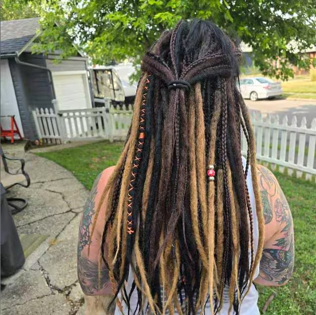 Brown to Blonde Ombre Dreads & Braids Mix – Natural Double Ended Extensions