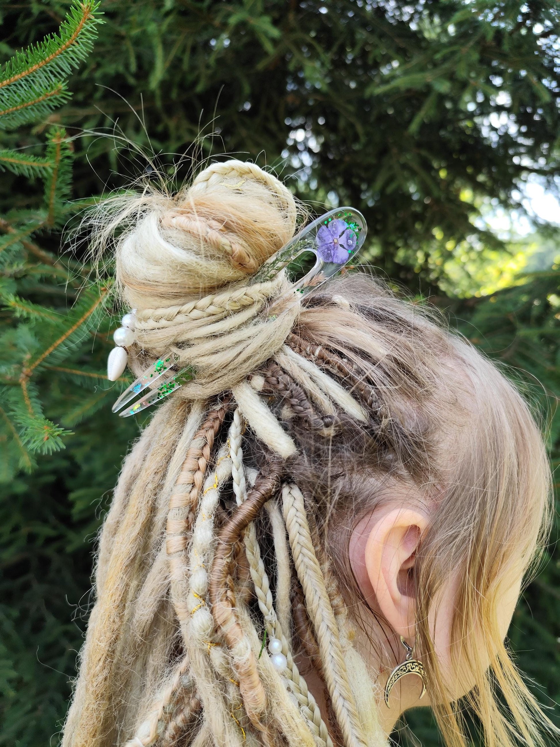 Jewelry Resin Hair Stick with Phlox Flower - Unique Hair Barrette