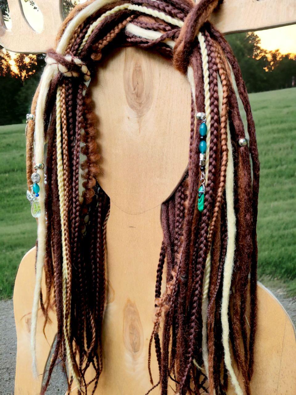 Brown and Blond Synthetic Dread Extensions: Effortlessly Stylish Double Ended Dreads and Braids