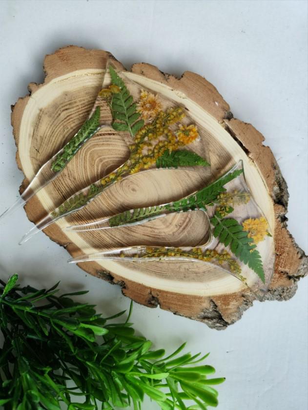 Jewelry Resin Hair Forks with Ambrosia Flower and fern leaves - Unique Hair Barrette