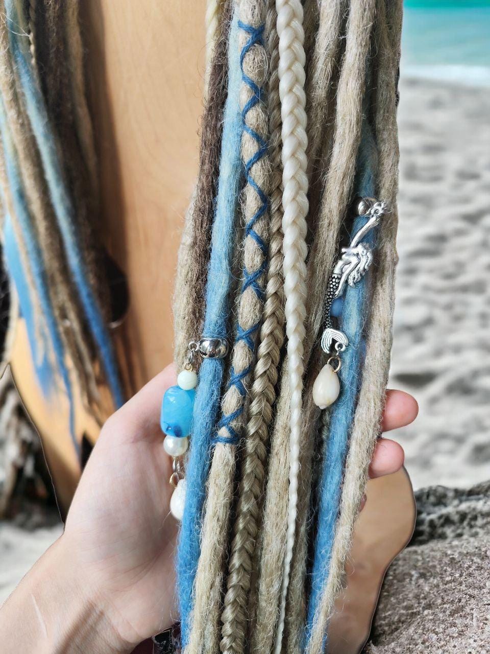 Ocean Enspired Dirty Ash Blond & Blond to Blue Ombre Dreads Sea Vibes