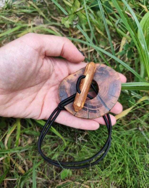 Handcrafted Wood Dreadlock Tie with Rubber Band Button and Stick