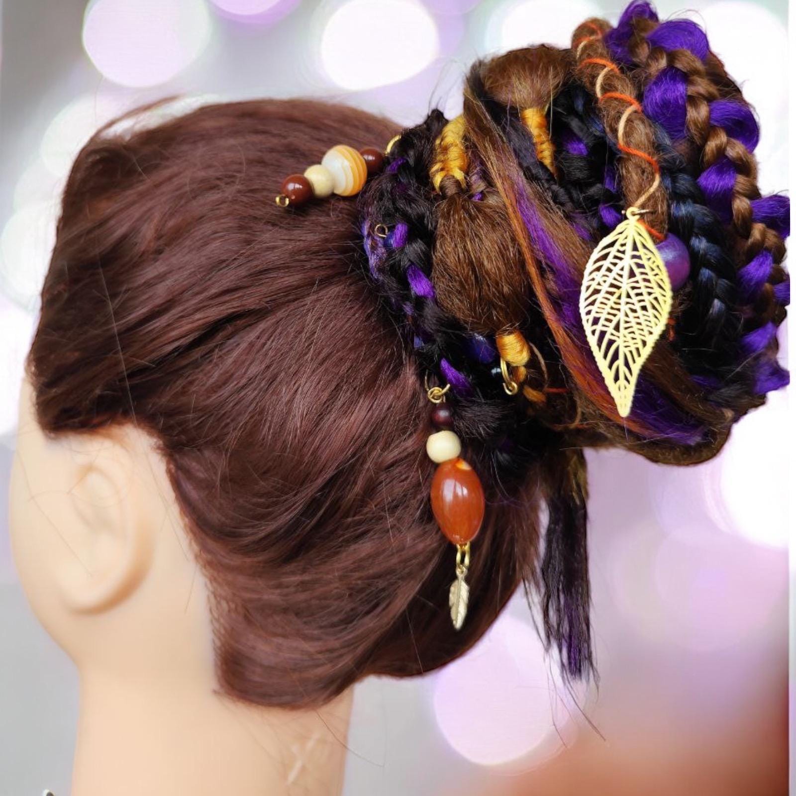 Witchy Vibes Dreadlock Ponytail - Vibrant Violet, Orange & Brown Dreads | Halloween Hai