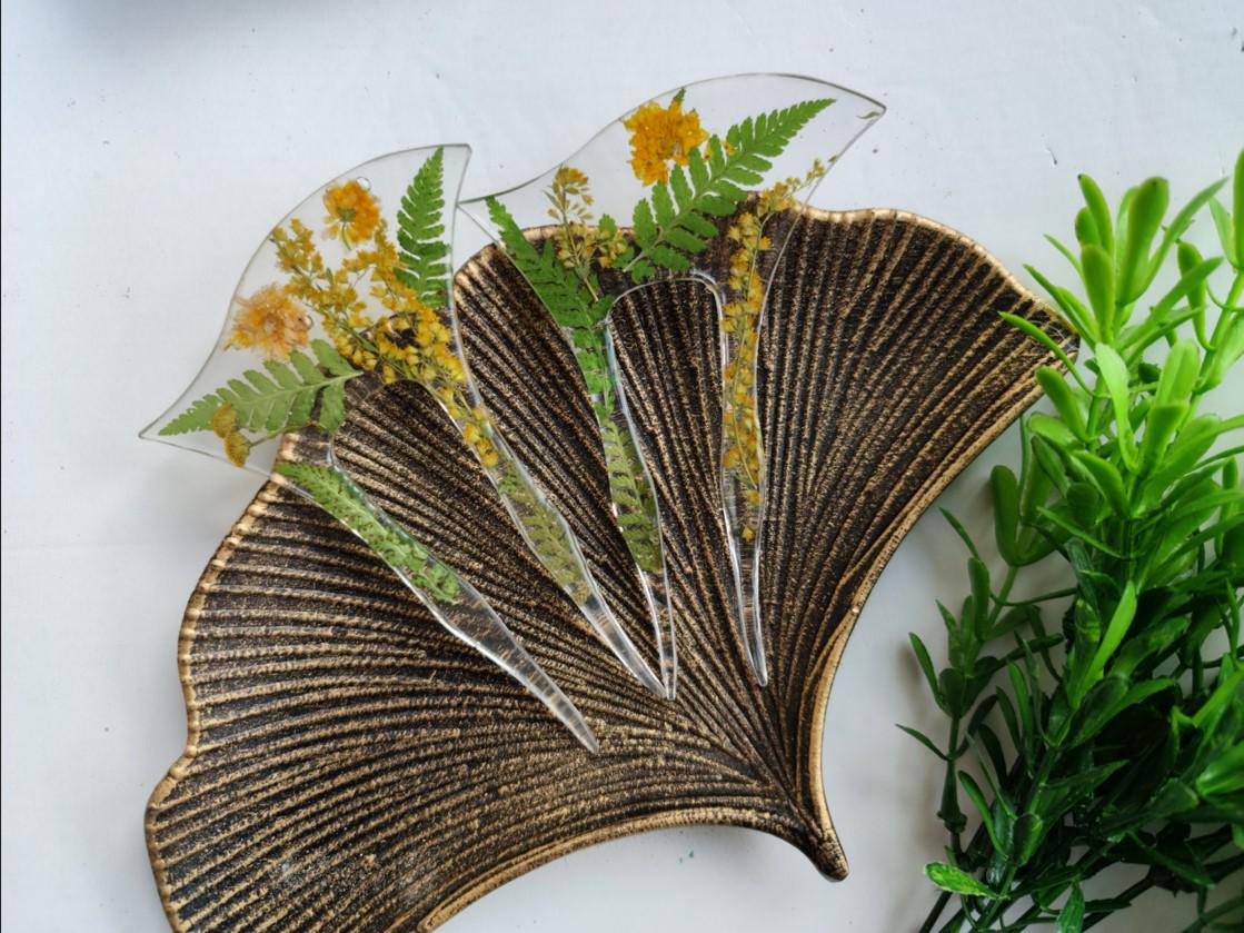 Jewelry Resin Hair Forks with Ambrosia Flower and fern leaves - Unique Hair Barrette