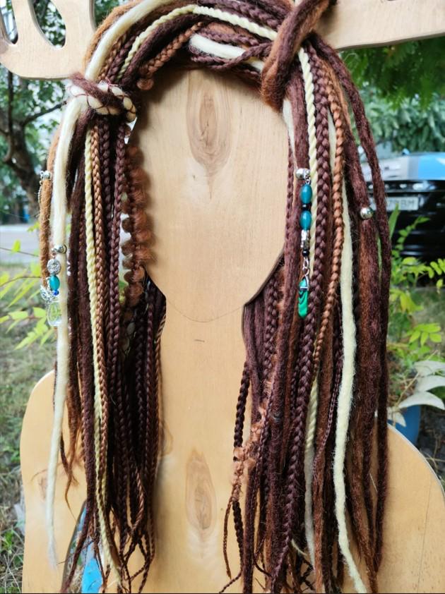 Brown an Milky Blond Synthetic Dreadlocks Extensions: Stylish Double Ended Dreads and Braids