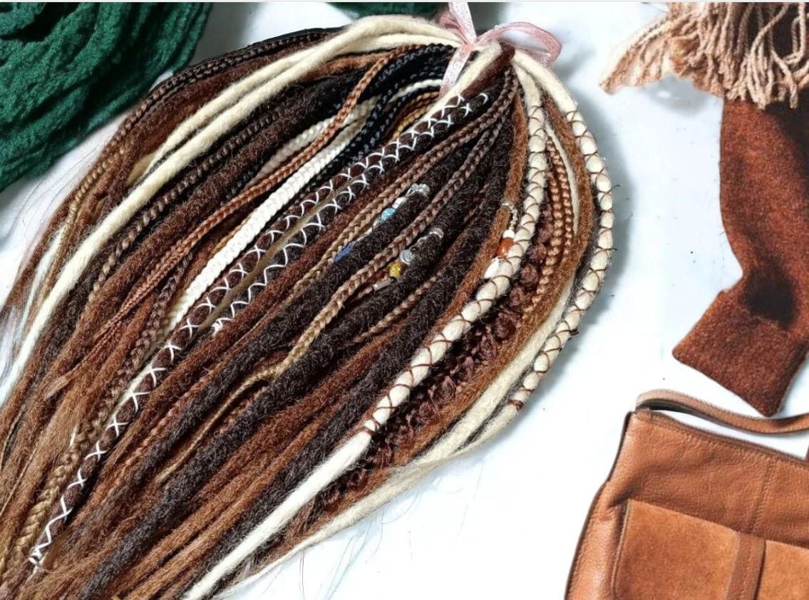 Boho Chic Brown and Blond Synthetic Crocheted Dreads Extensions