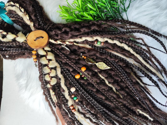 Upgrade Your Style with Brown and Blond Double Ended Dreads - Unique Braids and Curly Texture