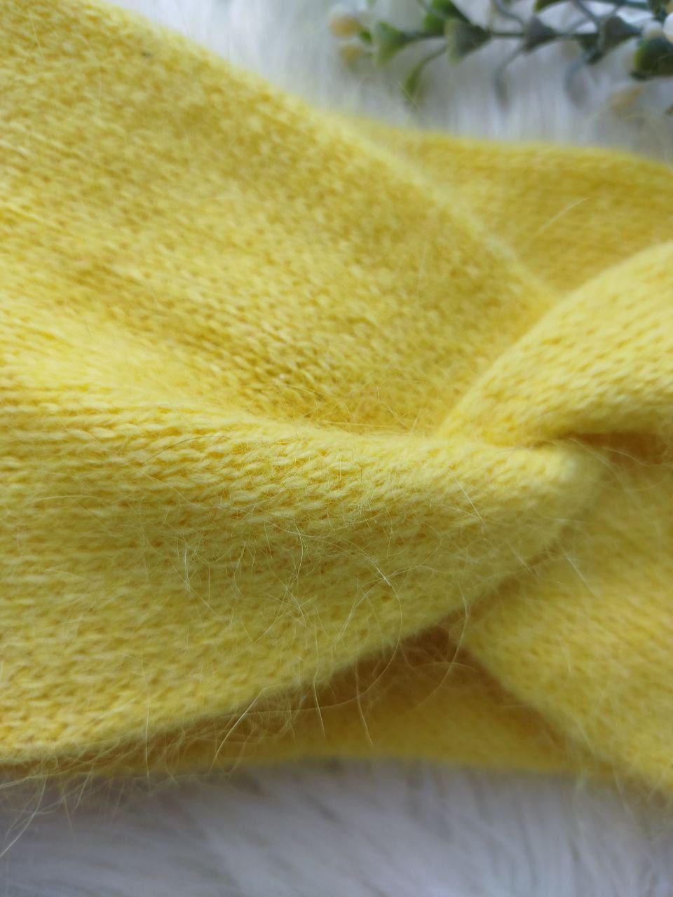 Handmade Yellow Angora Headband - Cozy Winter Ear Warmer