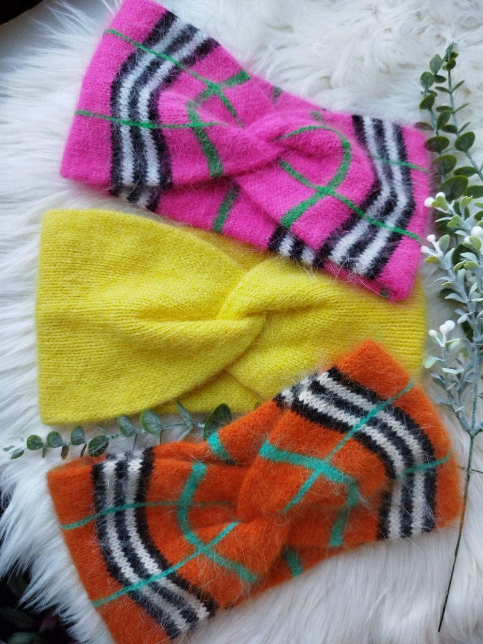 Handmade Yellow Angora Headband - Cozy Winter Ear Warmer