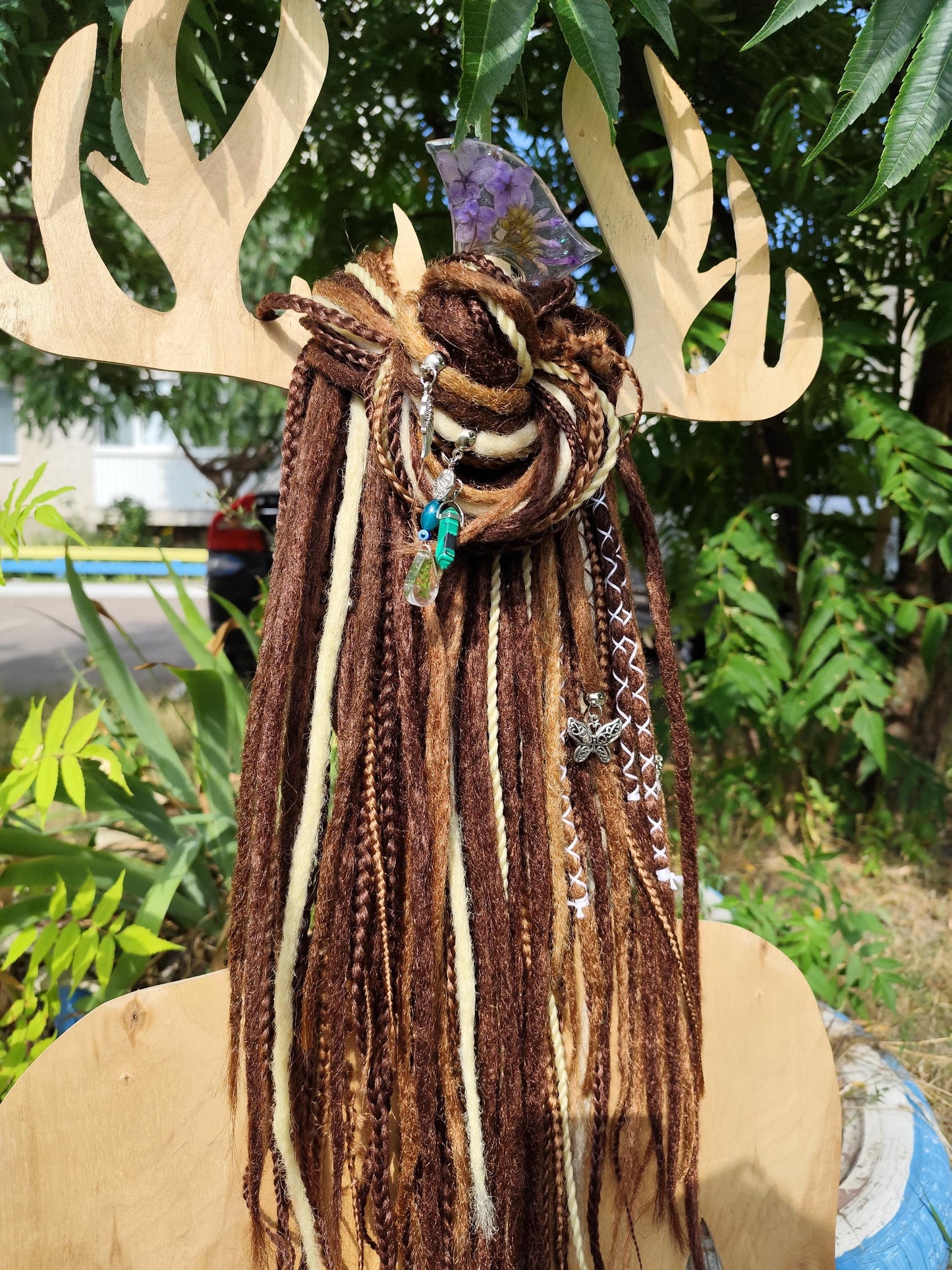 Boho Chic Brown and Blond Synthetic Crocheted Dreads Extensions