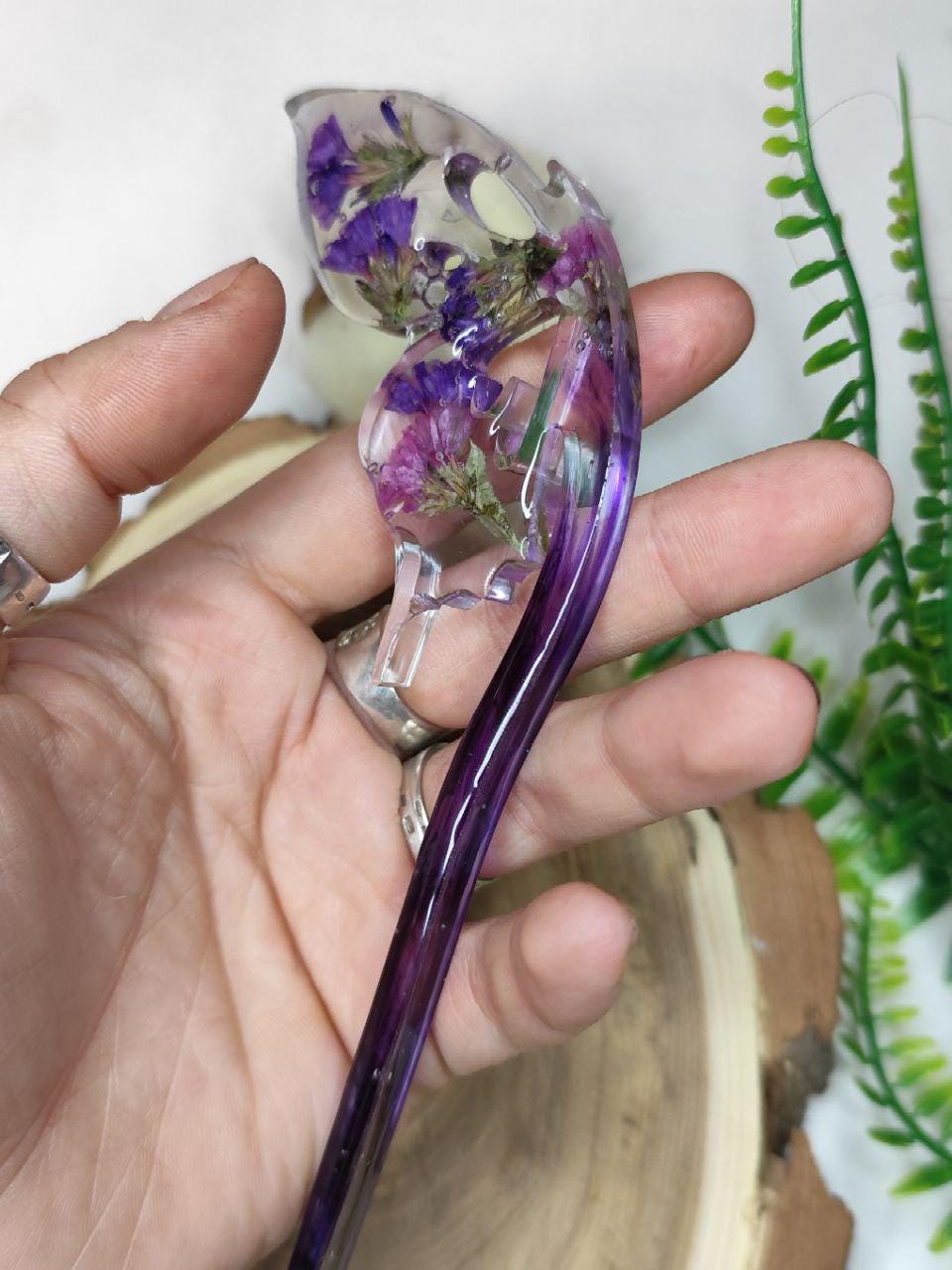 Dried Flower Butterfly Resin Hair Stick - Unique Handmade Hair Accessory