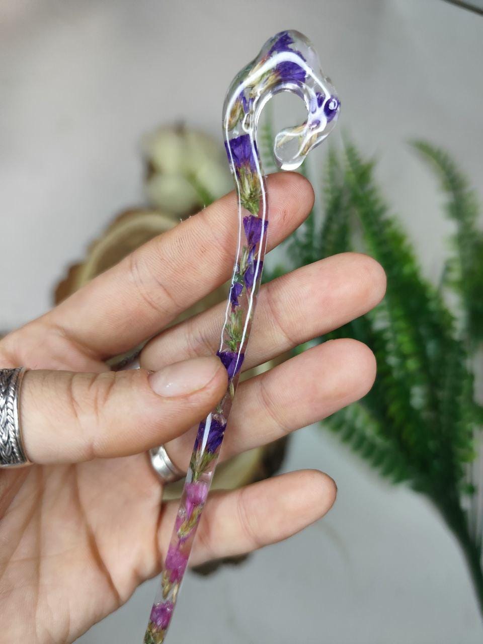 Dried Flower Resin Hair Stick - Unique Handmade Hair Accessory