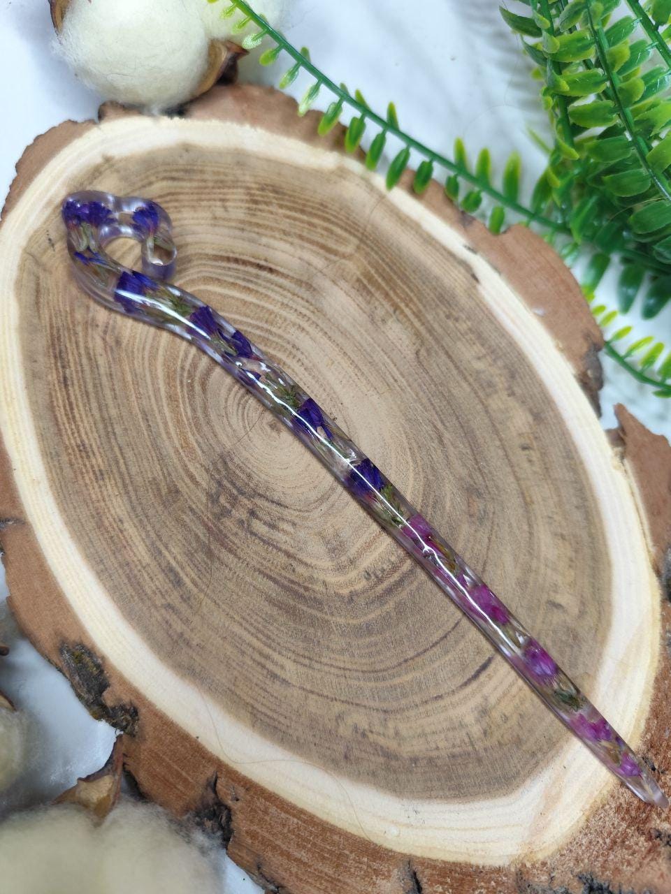 Dried Flower Resin Hair Stick - Unique Handmade Hair Accessory