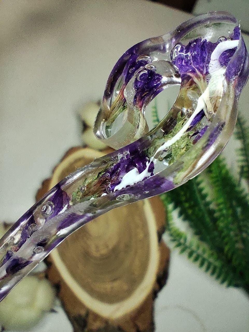 Dried Flower Resin Hair Stick - Unique Handmade Hair Accessory