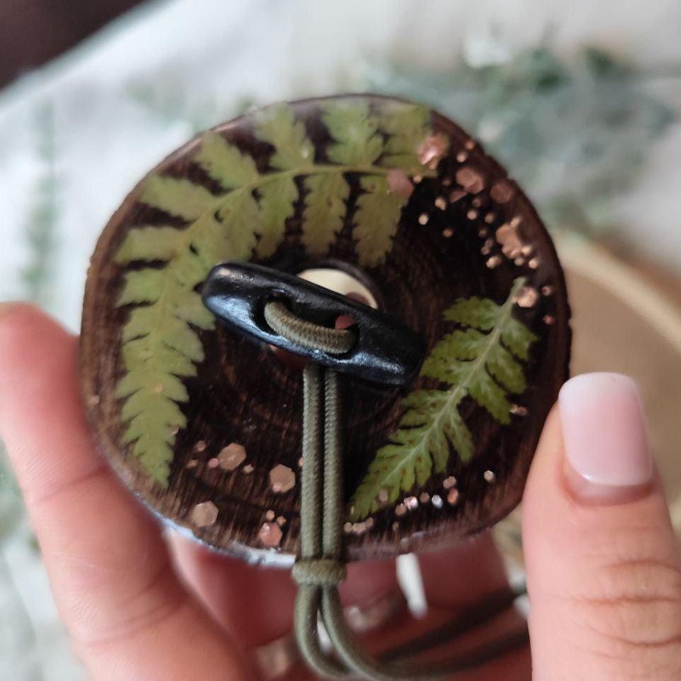 Handcrafted Wood Dreadlock Tie with read dried flowers with Rubber Band Button and Stick