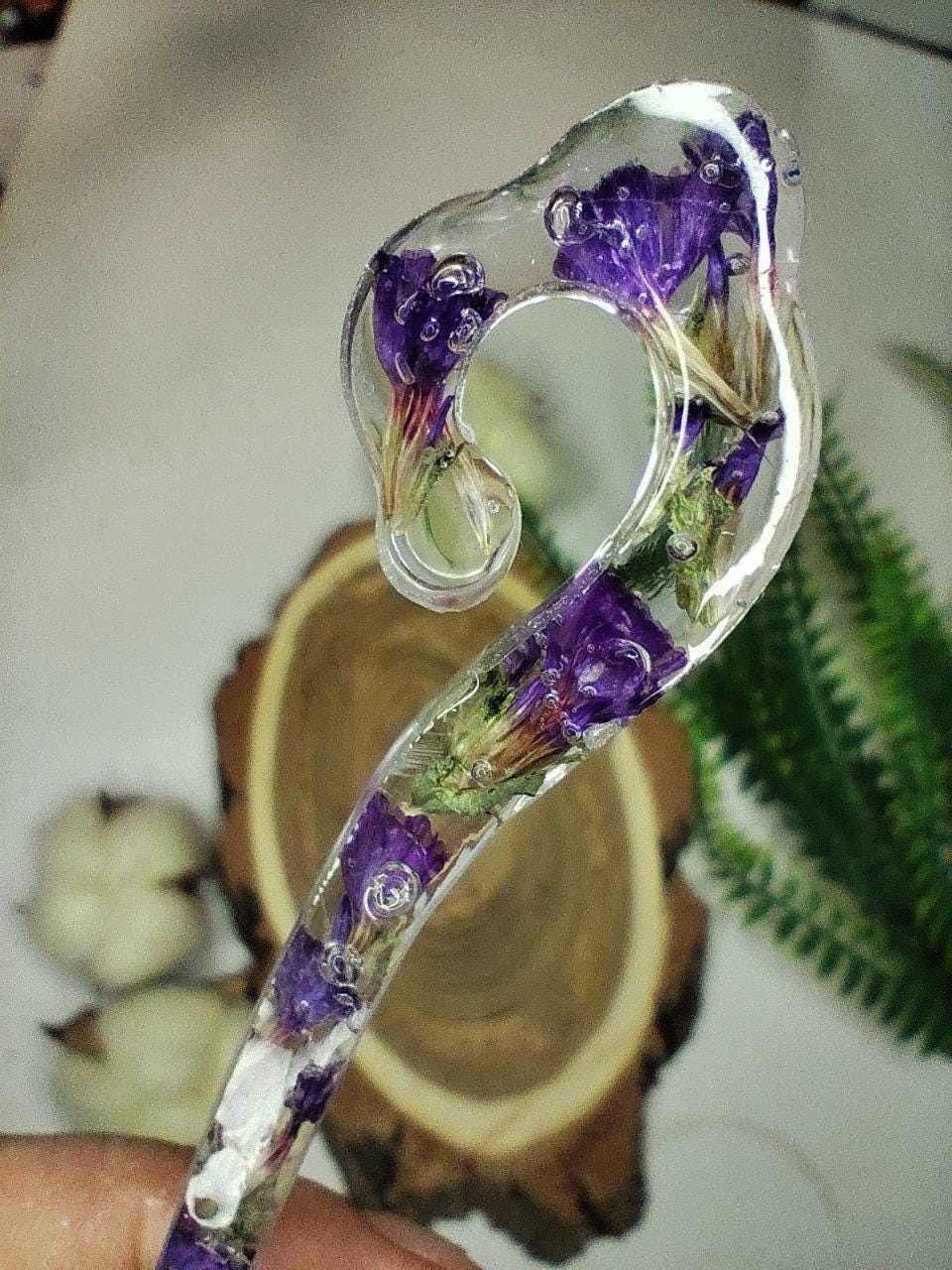 Dried Flower Resin Hair Stick - Unique Handmade Hair Accessory