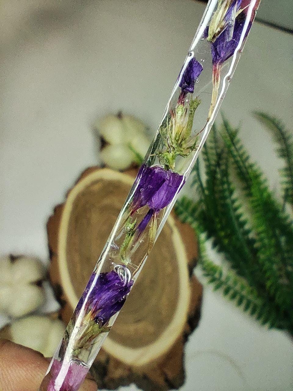 Dried Flower Resin Hair Stick - Unique Handmade Hair Accessory