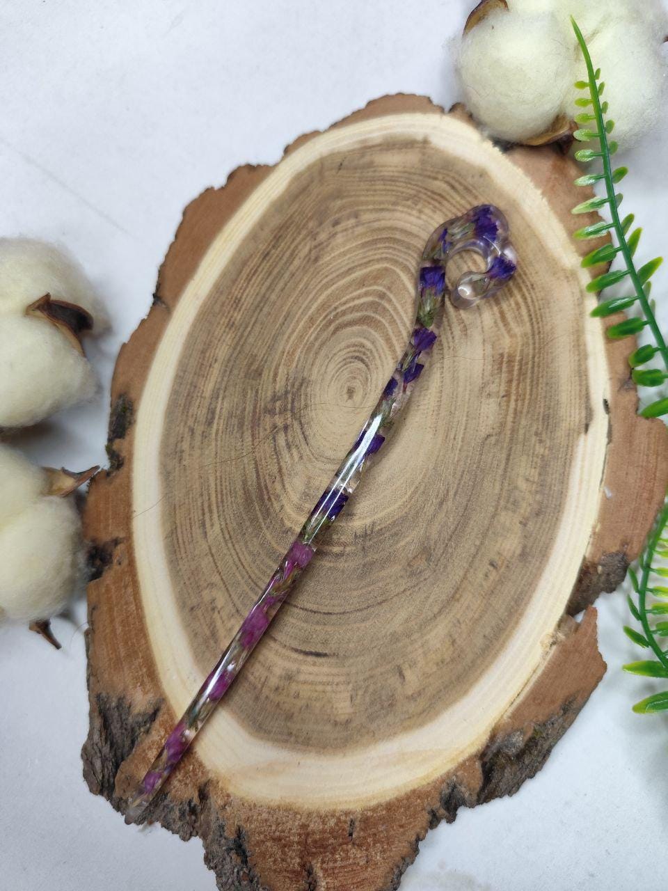 Dried Flower Resin Hair Stick - Unique Handmade Hair Accessory