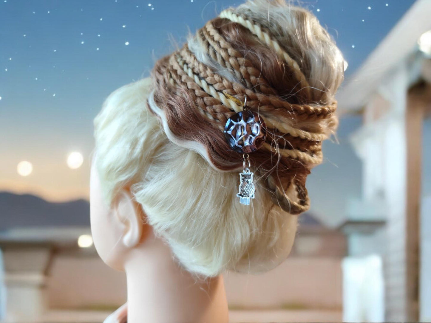 Chic Bun & Curls - Effortless Blonde Hairstyle with Braids and Fun Decor