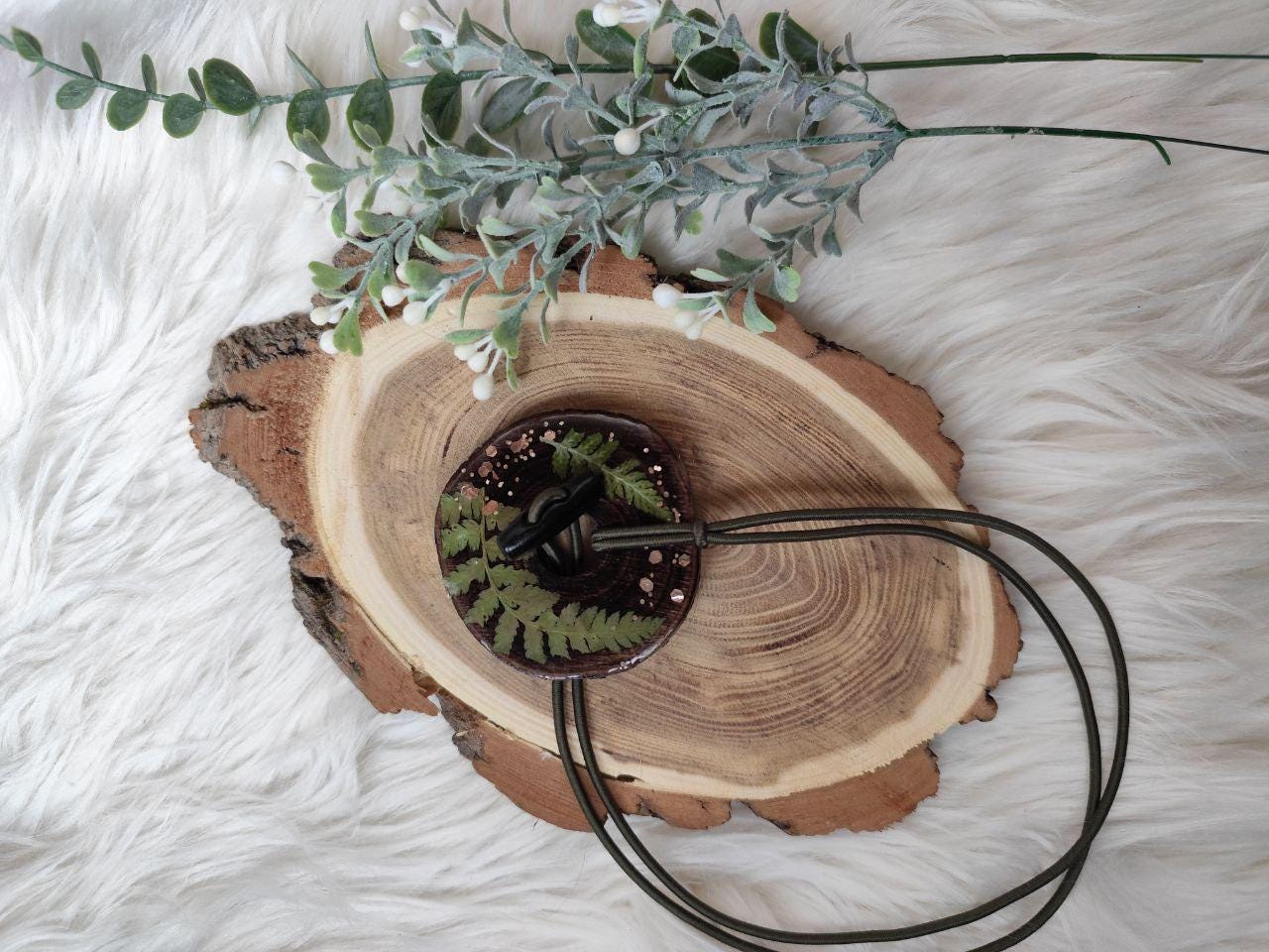 Handcrafted Wood Dreadlock Tie with read dried flowers with Rubber Band Button and Stick