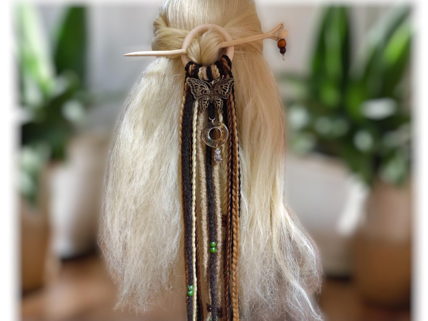 Mix Brown and Blond Tribal Dreadlock Hair Ring Barette