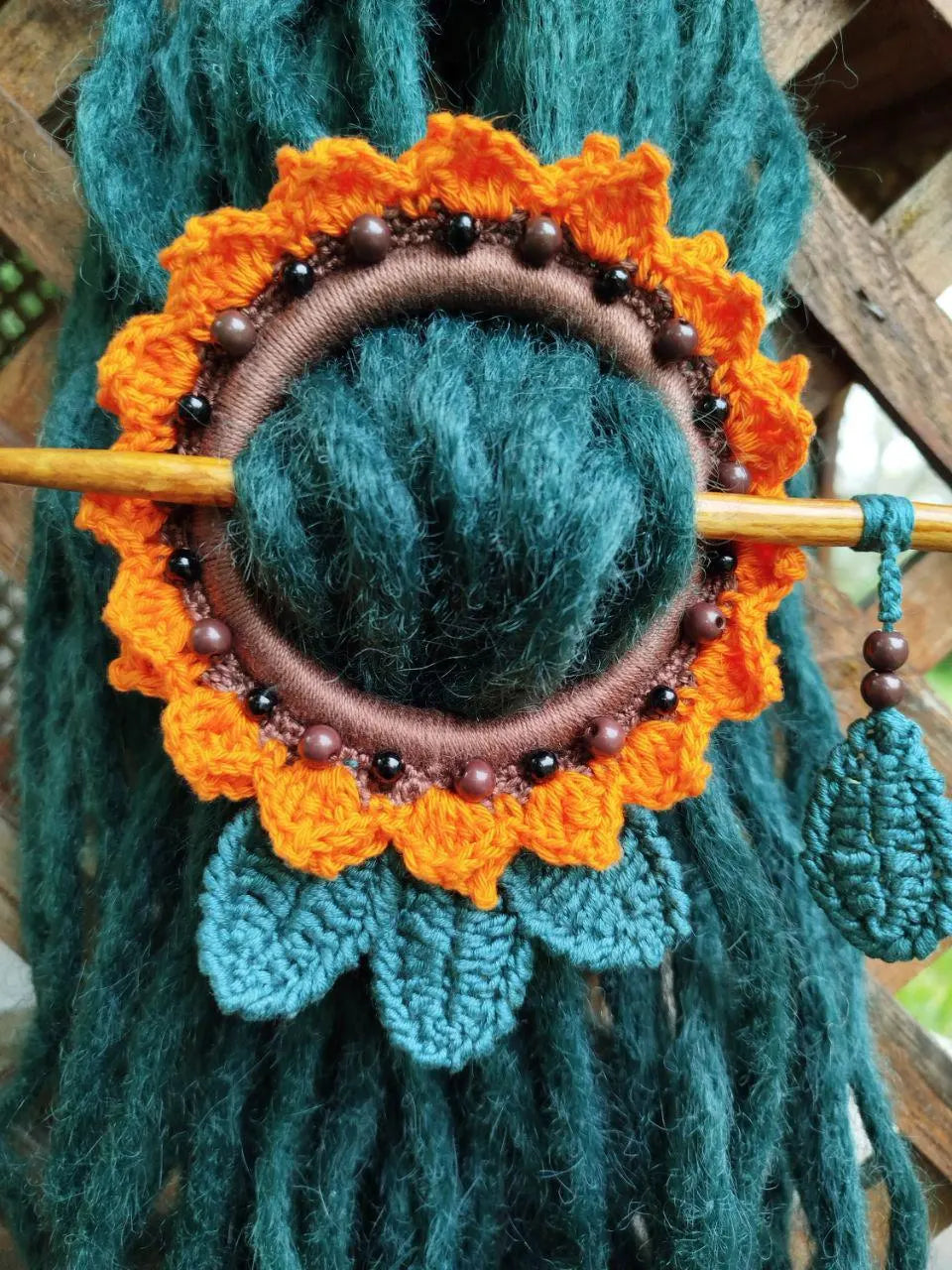 Burnt Orange Crochet Hair Cuff for Dreadlocks