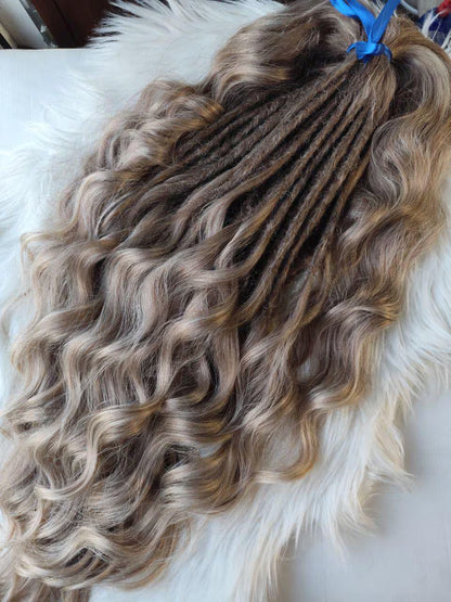 Ash Blonde Curly Brushable Fake Dreads – Natural Boho Set